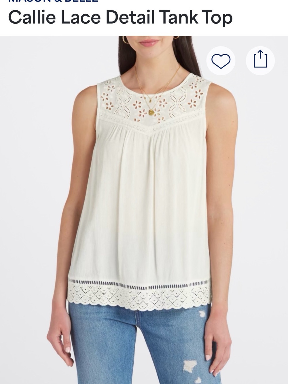 Callie Lace Detail Tank Top - white - Mason & Belle